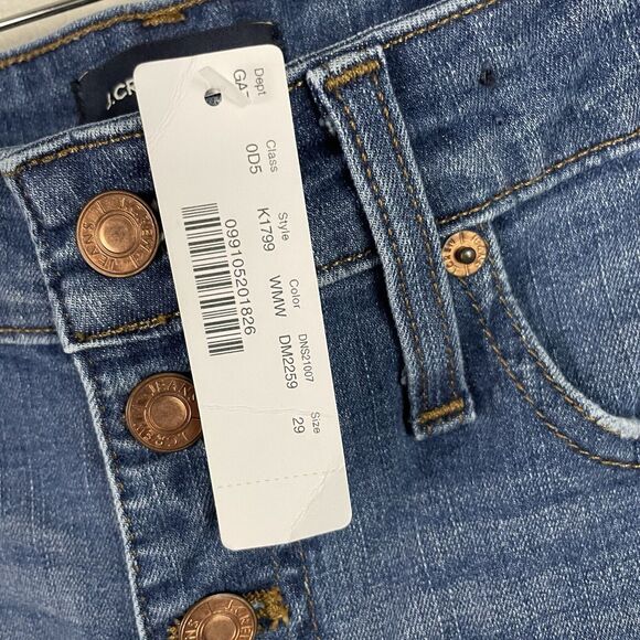 J Crew Womens 29 High Rise Curvy Toothpick Distressed Button Fly Jean - Picture 3 of 7